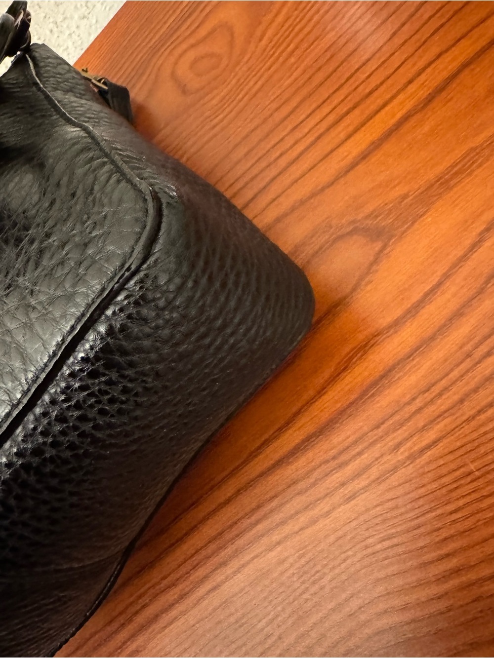 Rebecca Minkoff Black Pebbled Leather Crossbody with Gold Ring Detail - Picture 4 of 13